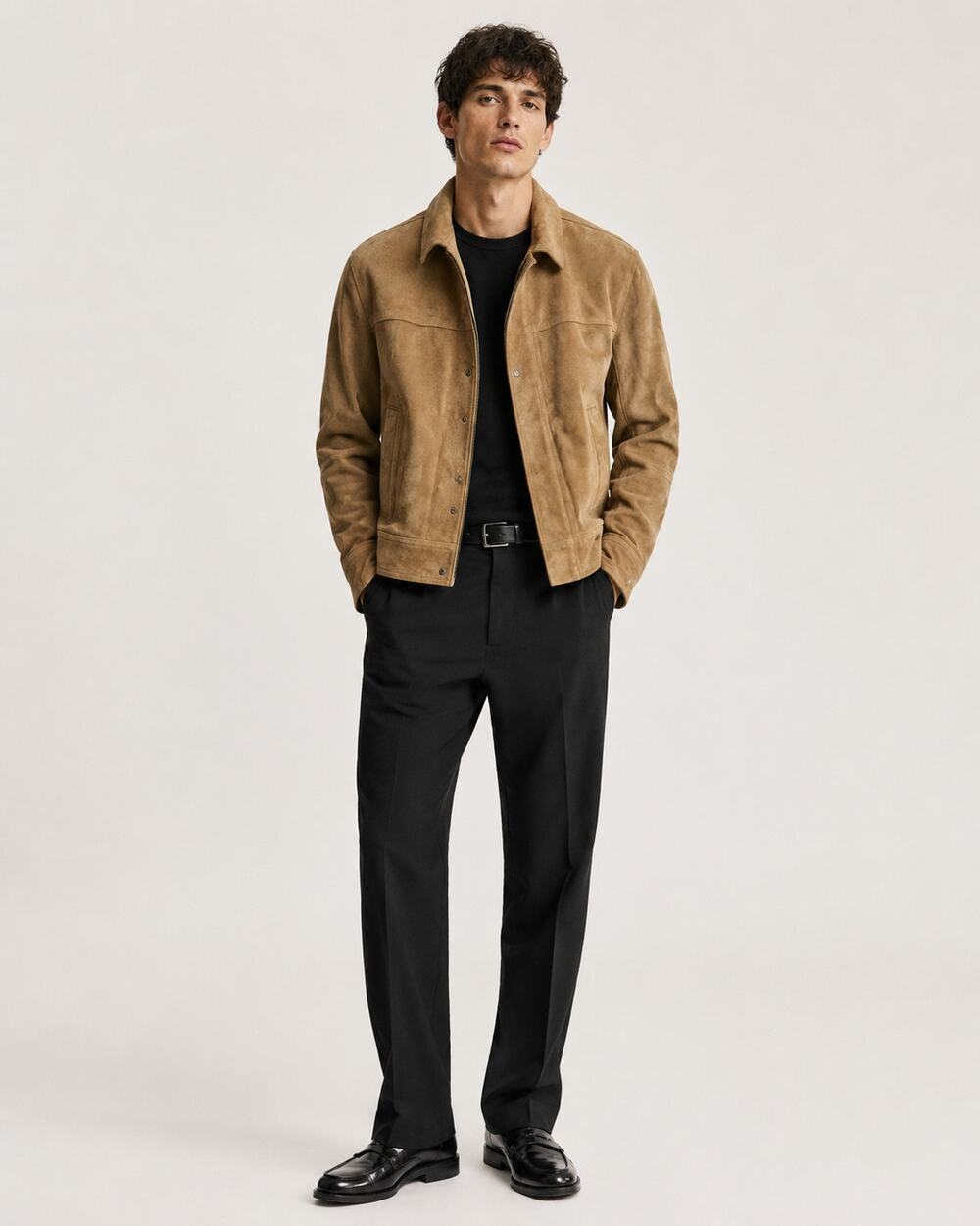 Zara Genuine Suede Zip Jacket Camel Brown Size Small